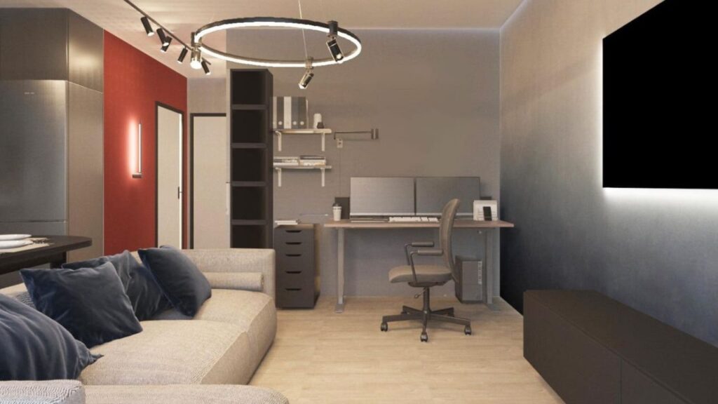 Biuro w mieszkaniu - kącik w salonie