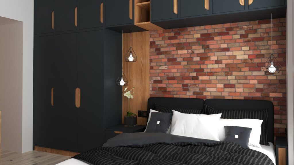 Inspiracje do sypialni - ścianka szafek