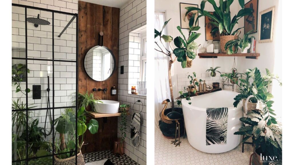 Remont łazienki inspiracje - łazienka z roślinami