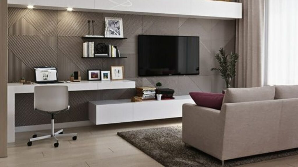 Biuro domowe w salonie