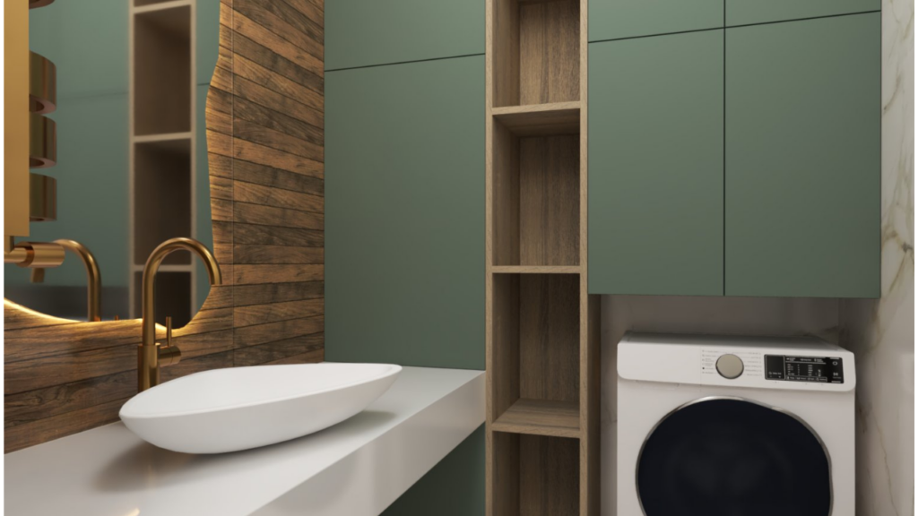 Łazienka z dużą ilością miejsca do przechowywania