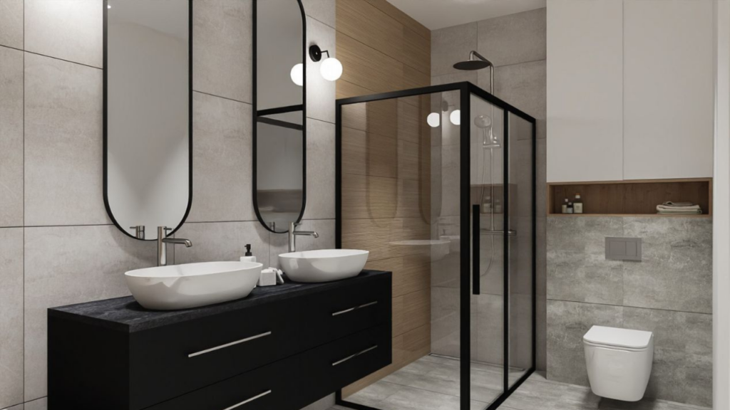 Łazienka z podwójną umywalką