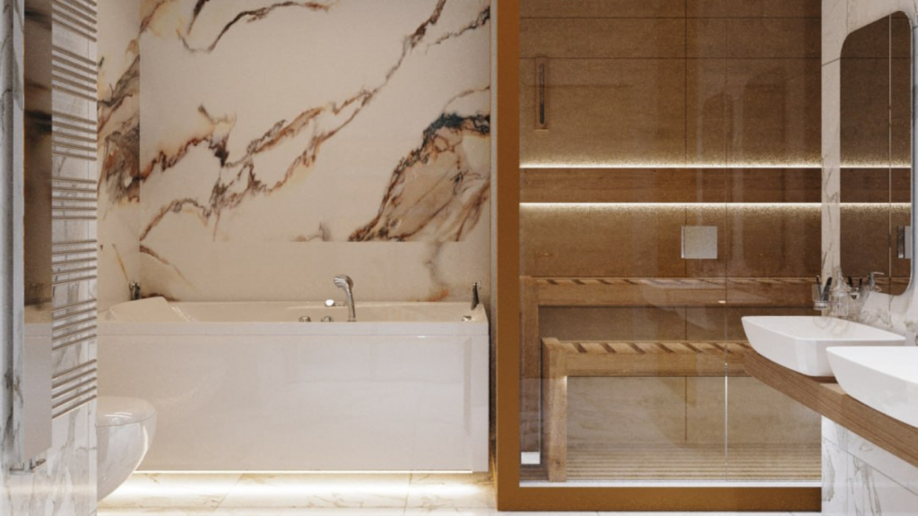 Wybór kompaktowych armatur i mebli łazienkowych jest kluczowy, aby zachować swobodę ruchu i otwartość przestrzeni.