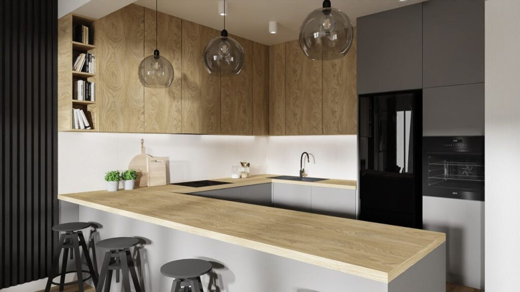 Kuchnia z półwyspem w nowej aranżacji