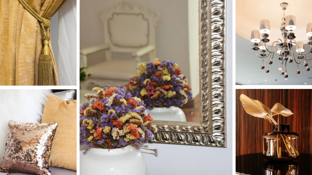 Dodatki do salonu w stylu glamour 