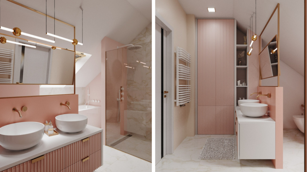 Łazienka z prysznicem walk-in o nowoczesnym designie