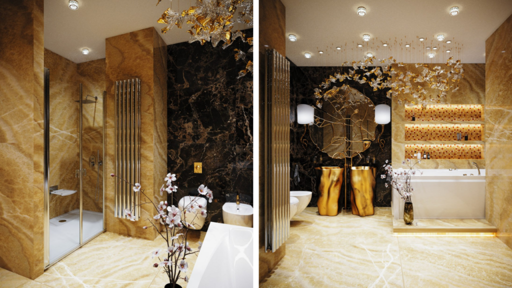 Projekt ekskluzywnej łazienki z kabiną prysznicową typu walk-in