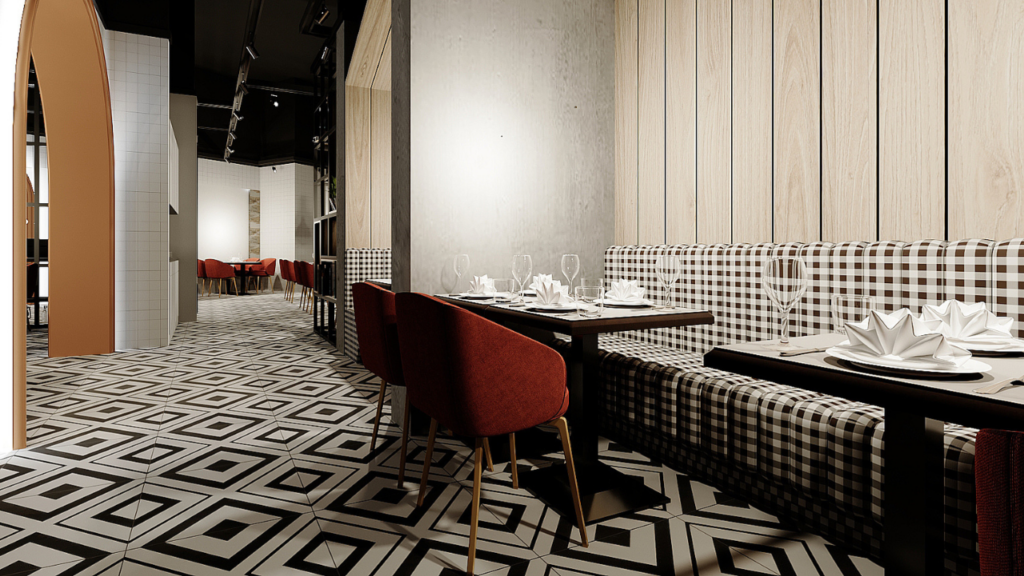 Restauracja - minimalistyczne wnętrze z dodatkiem naturalnych akcentów i subtelnych dekoracji