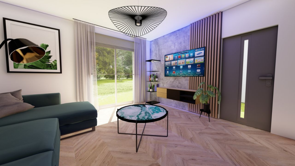 Nowoczesne wnętrze z parkietem w jodełkę – perfekcyjne dopasowanie kolorów i stylu