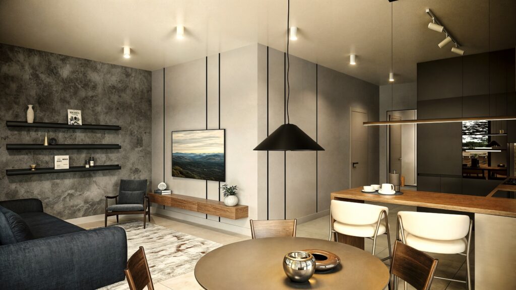 Minimalistyczne wnętrze mieszkania z nowoczesnym designem