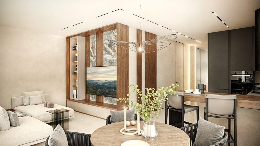 Nowoczesne mieszkanie z drewnianymi akcentami