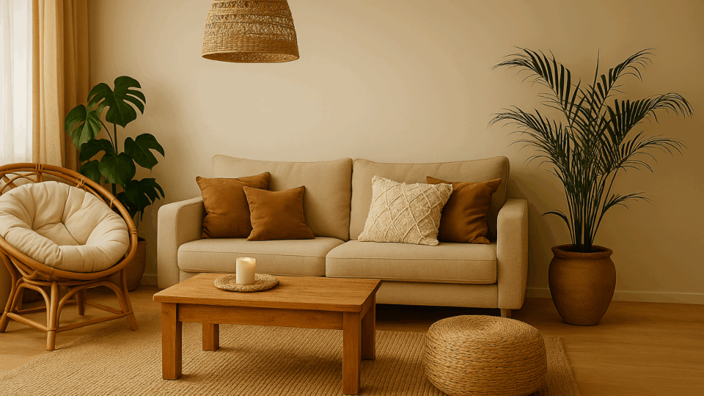 Subtelna strefa wypoczynku w stylu boho – minimalizm i naturalne akcenty