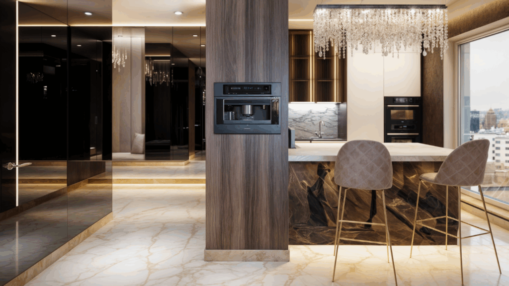 Styl wnętrz – luksusowa kuchnia w stylu glamour