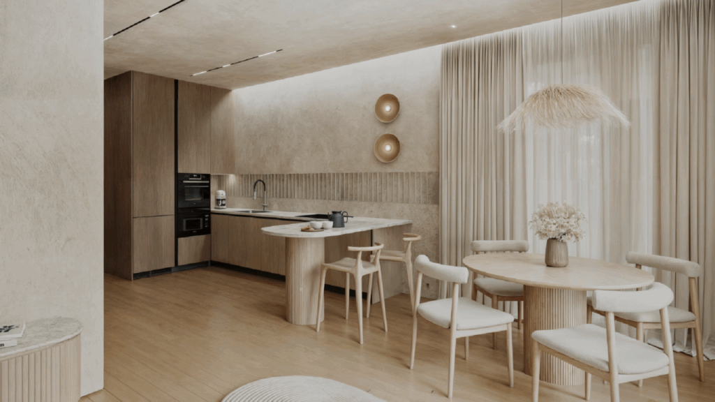 Styl wnętrz – kuchnia japandi w naturalnych odcieniach