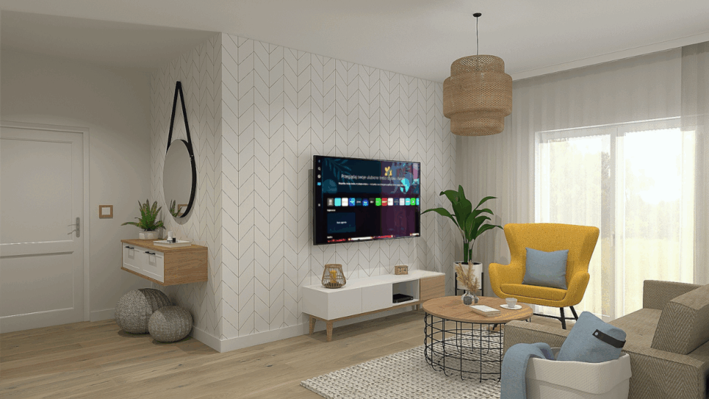 Styl wnętrz – salon w stylu skandynawskim z naturalnymi akcentami.