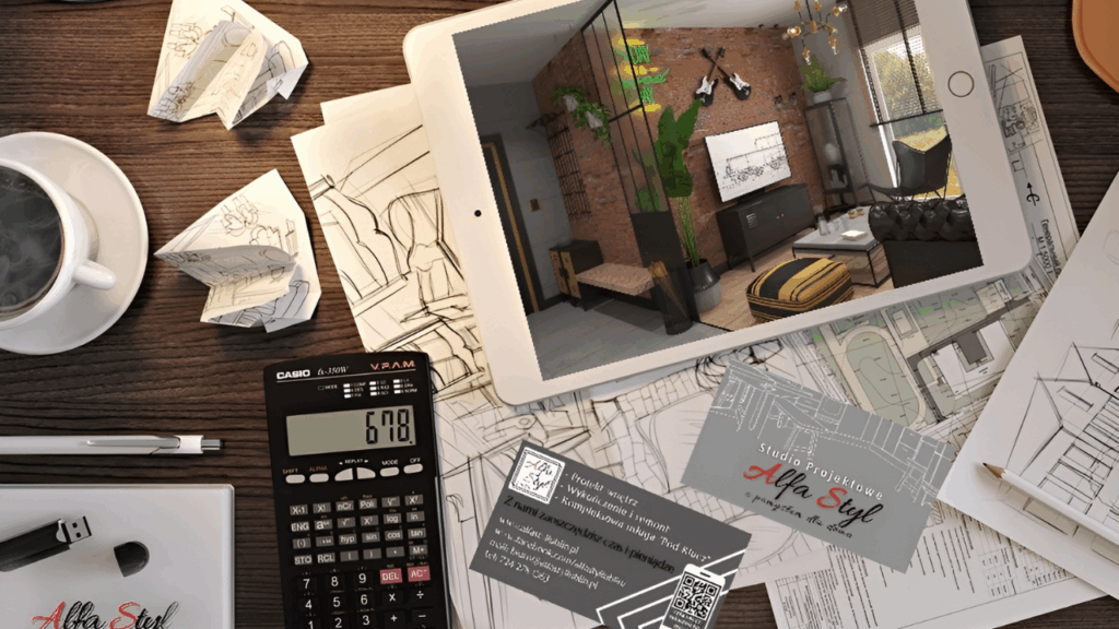 Wizualizacje wnętrz Lublin – kosztorys, kalkulator i projekt 3D na tablecie