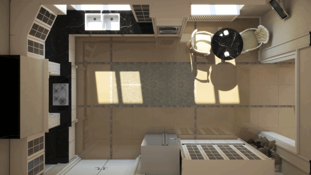 Wizualizacja wnętrz Lublin – projekt kuchni w ujęciu 3D z góry