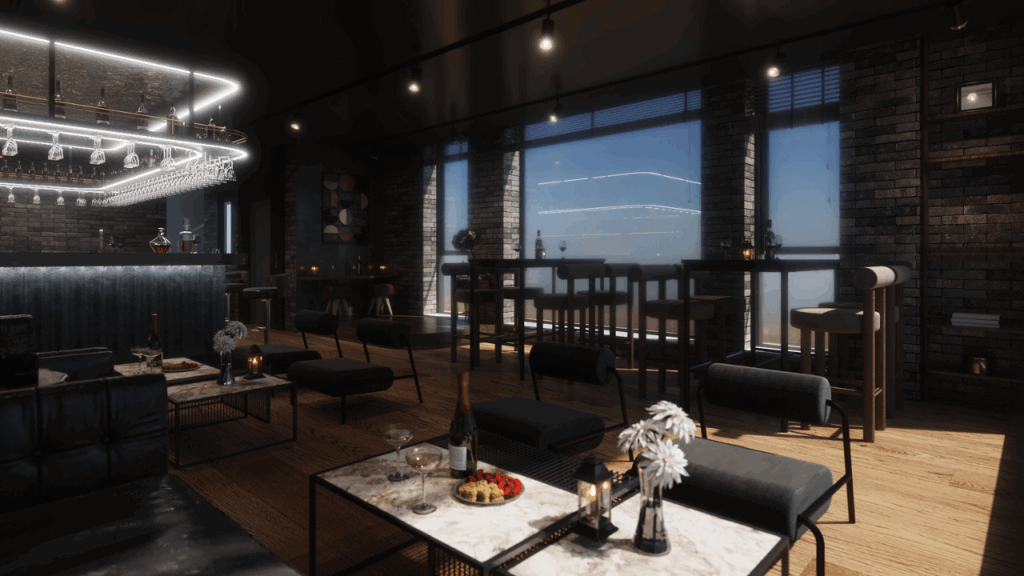 Ledy w restauracji – oświetlenie sufitowe i lad barowych w stylu industrialnym