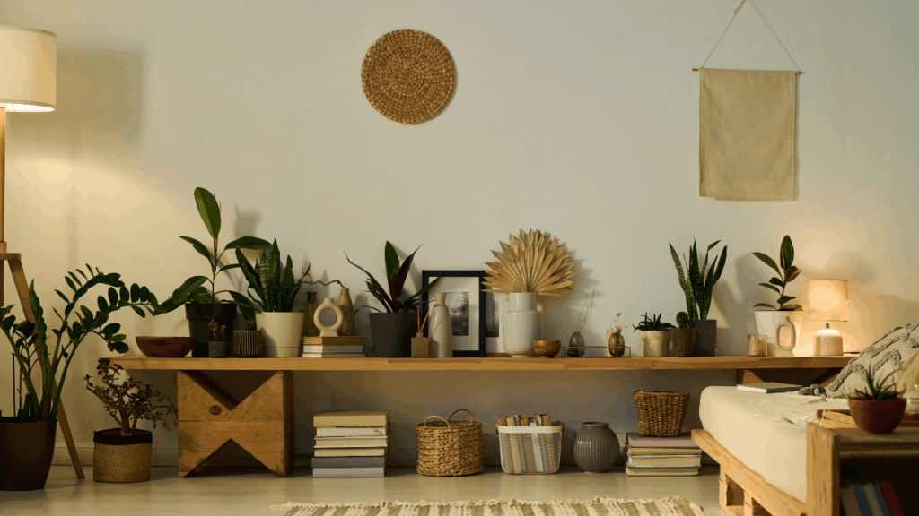 Pokój sypialniany urządzony w stylu boho