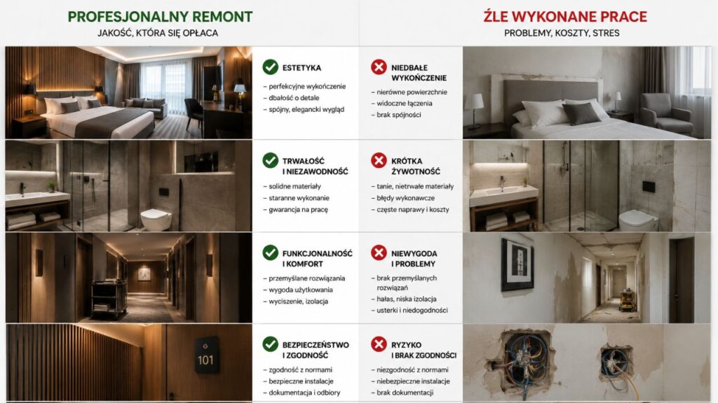 Porównanie profesjonalnego remontu i źle wykonanych prac