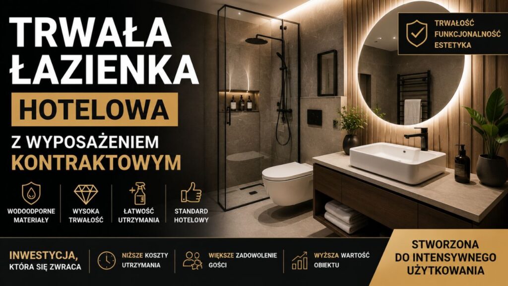 trwała łazienka hotelowa z wyposażeniem kontraktowym